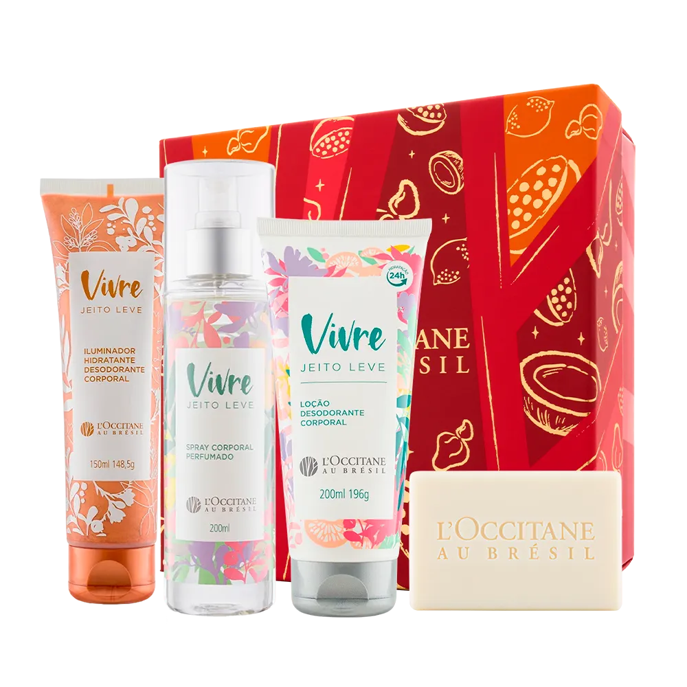 Presente Vivre: Sabonete, Loção, Spray Perfumado e Iluminador Corporal